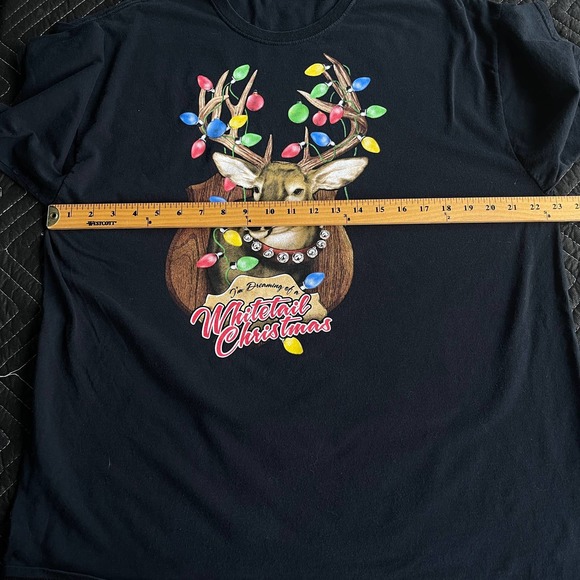 Christmas Shirt Adult Large Black Whitetail Hunting Buck Outdoor Graphic Tee - Picture 4 of 7